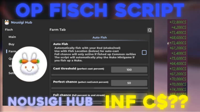 OP Fisch Script Nousigi Hub INF C$?? Mobile/Pc | Auto Farm,Auto Quest, Teleport More!